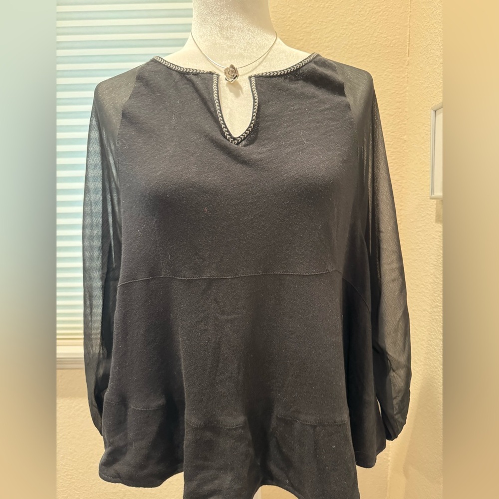 Anthropologie Black Sheer Blouse